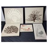 5 Vintage 1970s Marushka screen prints on linen