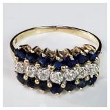 14 K gold Diamond and Sapphire ring 2.37 g