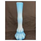 Vintage blue hand blown glass vase