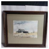 Original signed  watercolor of a barn