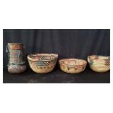 Group of vintage hand woven baskets, box lot