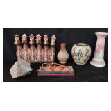 Group of pottery vases 2 are signed, terracotta