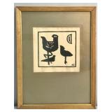 Vintage signed woodblock print
