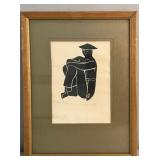Vintage signed woodblock print