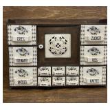 Antique ceramic and wood spice cabinet