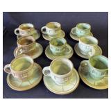 9 vintage Frankoma ceramic cups & saucers