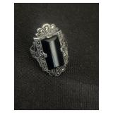 Vintage marcasite & onyx ring