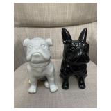 2 French Bull dog ceramics figurines