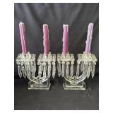 Pair of vintage crystal candle stick holders