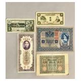 Group of antique and vintage foreign currency