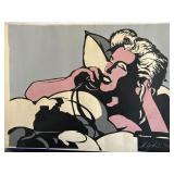 A lady talking on a telephone  lithograph