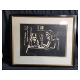 Pencil signed block print