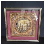 Framed Thai elephant tapestry