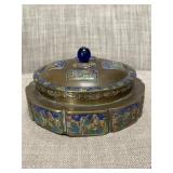 Antique cloisonnï¿½ brass tea caddy