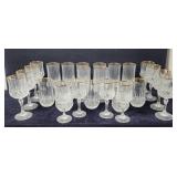 27pc vintage gold rimmed crystal glasses