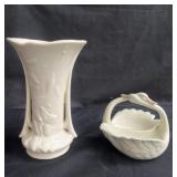 Pottery dish and vase