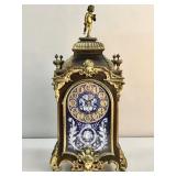 Antique large mantel clock with enameled