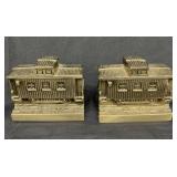 Brass train caboose bookends