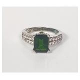 Sterling silver ring with green stone