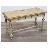 Louis XVI-style lacquered & gilt wood bench
