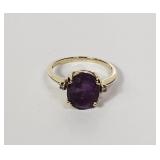 14k gold ring with diamond and amethyst