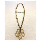 Specimen beads with glass plumeria flower