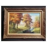 Signed Waldman landscape oil painting on canvas