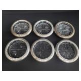 Sterling silver rimmed glass coasters