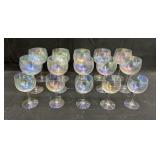 Group of 15 iridescent wine glasses Chardonnay &