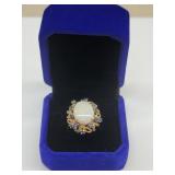 14 k yellow gold opal and sapphire ring