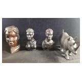 Group of carved wood sculptures some signed