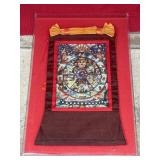 Vintage framed Tibetan wheel of life Thangka