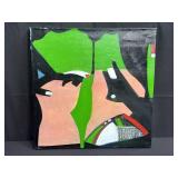 Abstract oil on canvas signed on verso