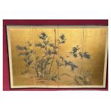 VTG signed  Japanese hand painted 4 panel screen