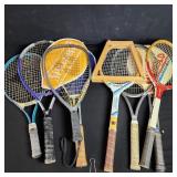 Tennis rackets and misc box lot