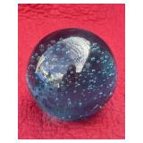 Vintage blue art glass paperweight