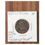1864 US Two Cent Piece coin