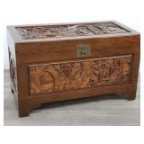 Chinese carved camphor wood chest