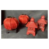 Two sets of lanterns