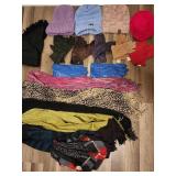 Vintage leather gloves, scarves and beanies