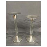 2 Silver-tone candlesticks