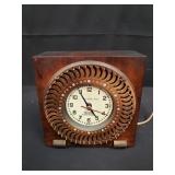 Mid century modern wood & metal electric clock