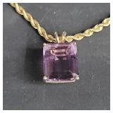 14k gold rope chain with 14k gold amethyst