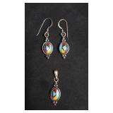 Sterling silver pendant and earrings