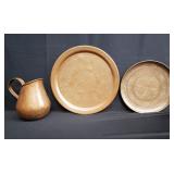 Group of Antique copper plates and pitcher