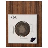 Silver 1875 Seated Liberty Quarter coin