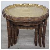 3 Vintage removable brass tray drink table