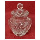 Vintage crystal glass ginger jar with lid