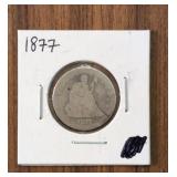 Silver 1877 Seated Liberty Quarter coin