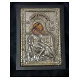 Signed sterling Mary and child ruby Byzantine